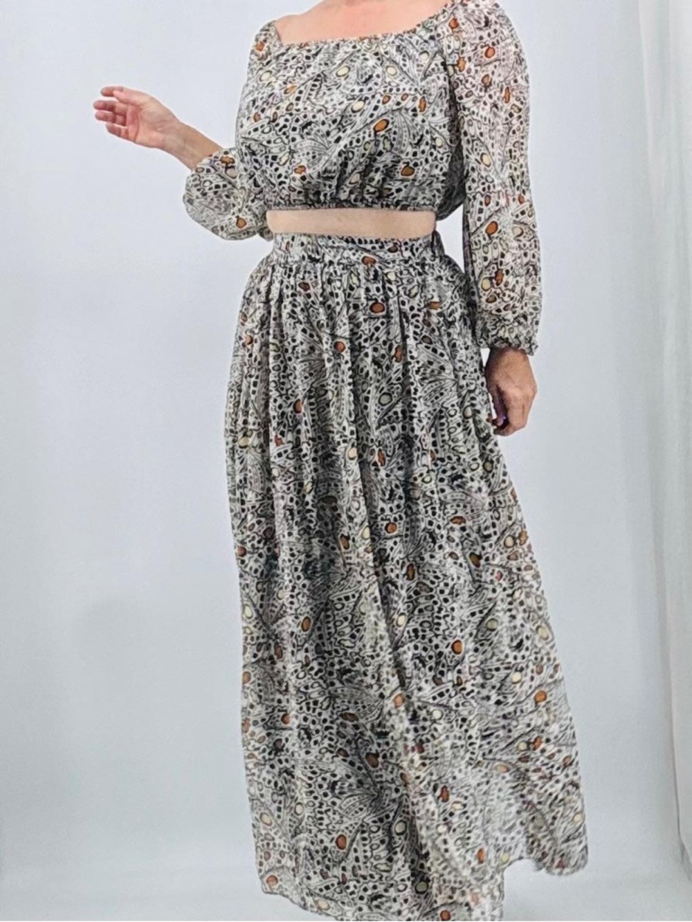 Express x Rachel Zoe Limited Edition Boho Butterfly Print Maxi Skirt Set